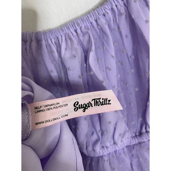 Dolls Kill Sugar Thrillz S Babydoll Top Lavender Mesh Empire Fairy Cottagecore - Picture 8 of 8